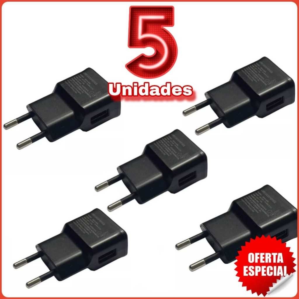 Kit 5 ou 10 Unidades de Fonte USB Tomada Parede 5V 2A Compatível com Varios Dispositivos ! em Oferta na Shopee