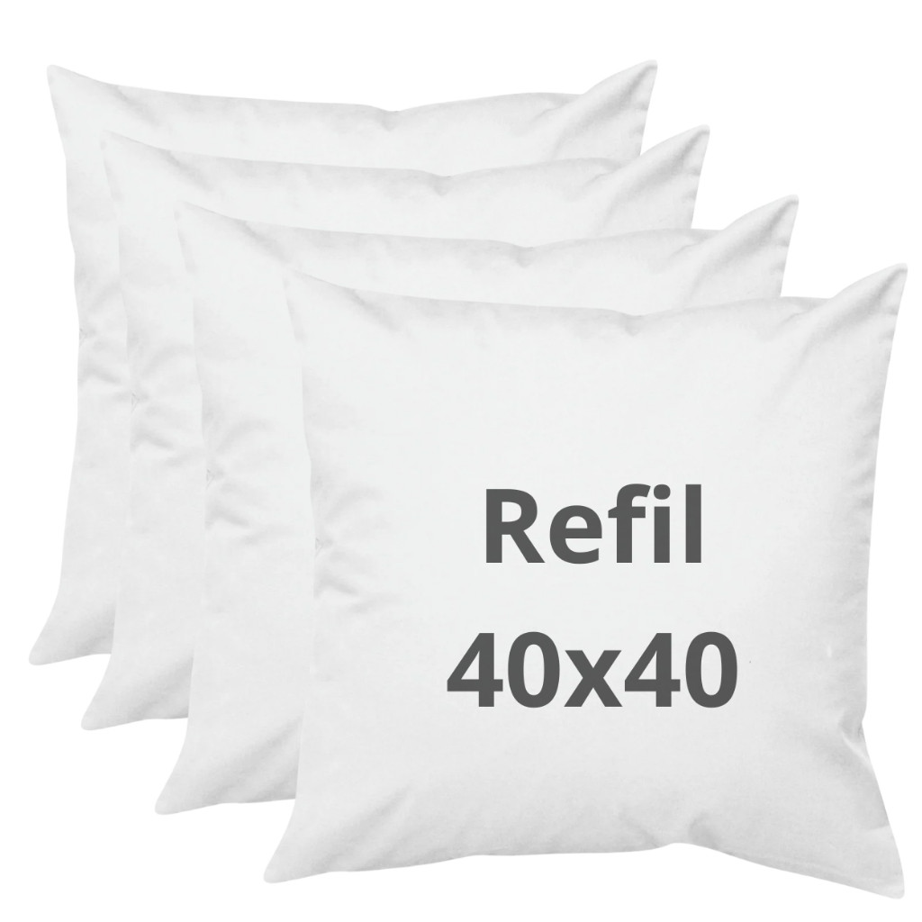 Kit: 4 Almofadas de enchimento - refil 40x40cm 100% fibra - antialérgico - Promoção