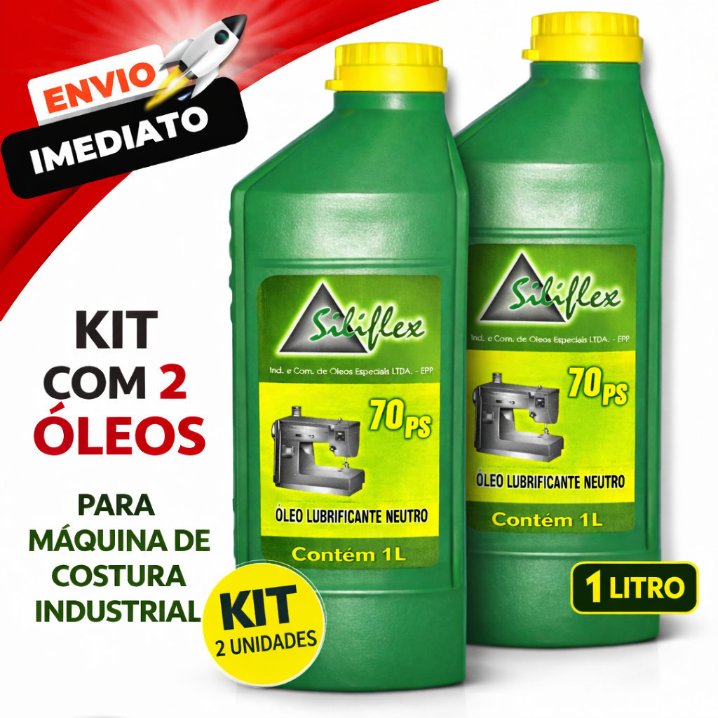 Kit 2 Óleo Siliflex 1L Lubrificante para Máquina de Costura Industrial e Doméstica