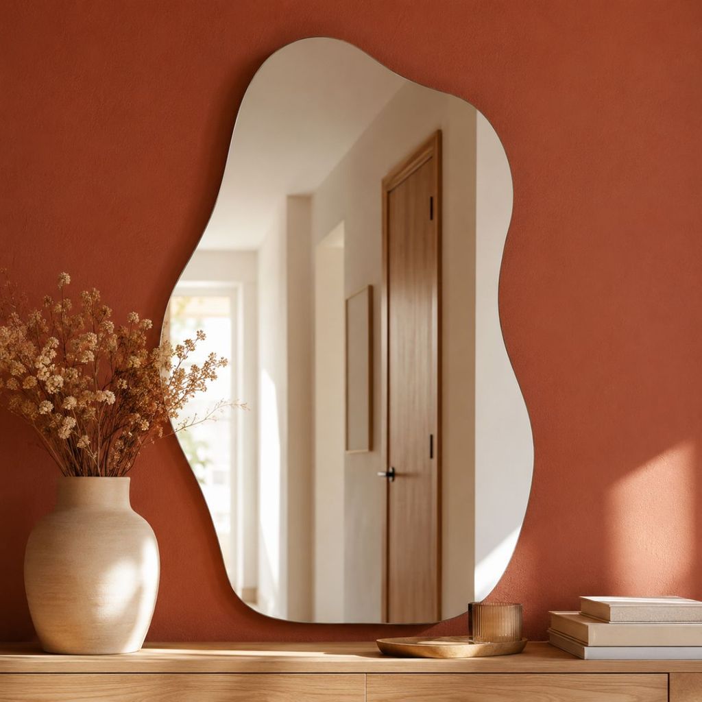 Espelho Orgânico de Parede 70cm Vidro 3mm Lapidado Polido Sem Moldura Quarto Banheiro Closet