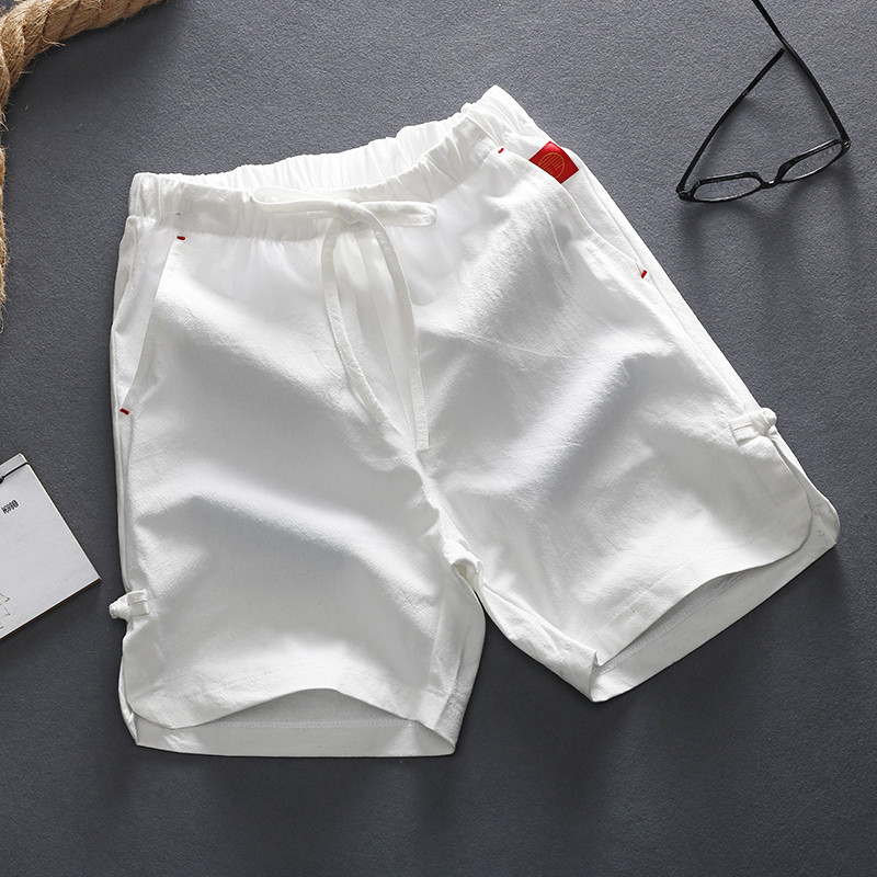 2023 verão solto linho calças casuais Shorts calças masculinas estilo fino puro algodão esportes praia calças cortadas m