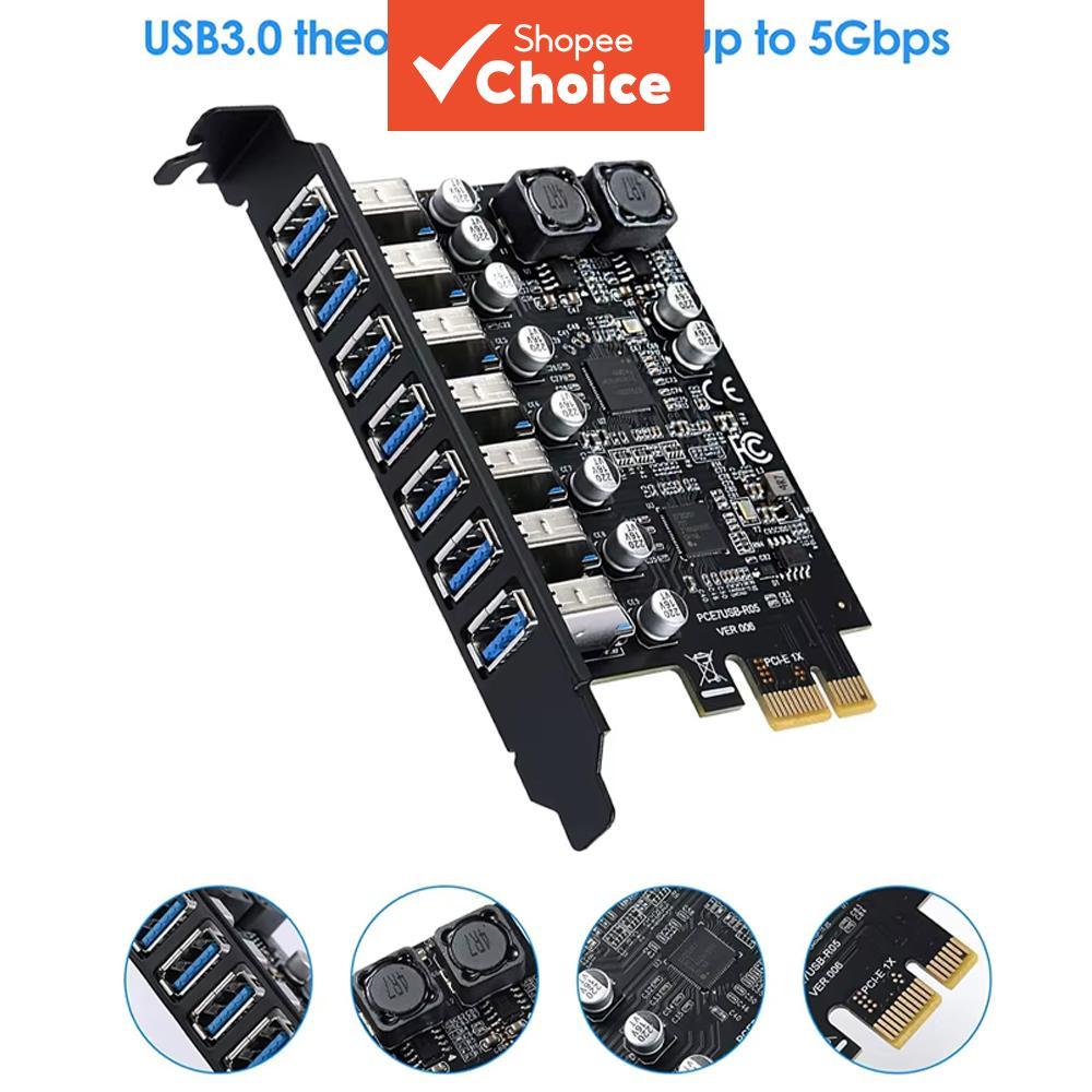 Multiplicador USB3.0 Gen1 5Gbps PCI-E para 7 portas USB 3 Hub Adaptador de expan
