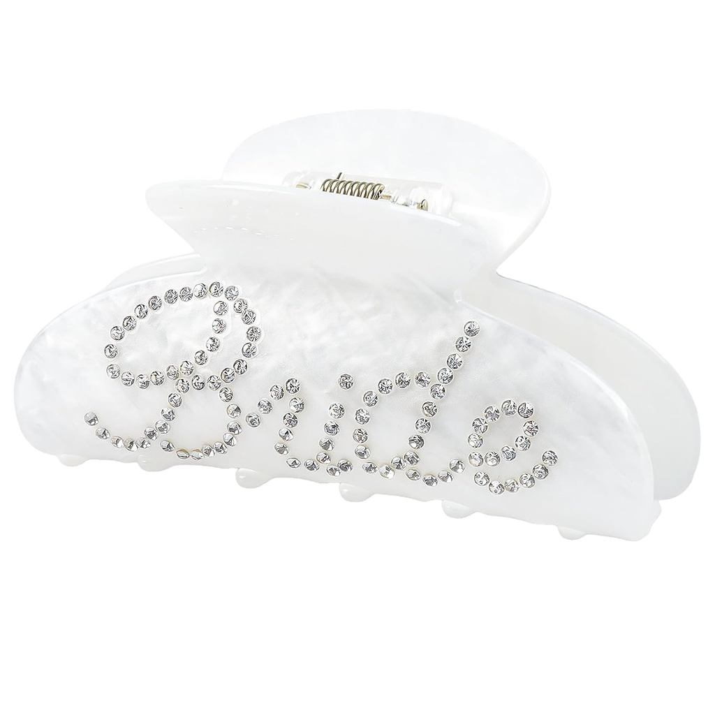 Presilhas de Cabelo para Noivas em Acrílico Branco com Strass, Presilha de Cabelo com Logotipo para Noivas, Presentes pa