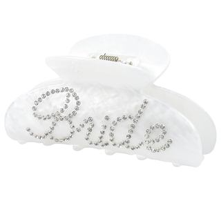 Presilhas de Cabelo para Noivas em Acrílico Branco com Strass, Presilha de Cabelo com Logotipo para Noivas, Presentes pa