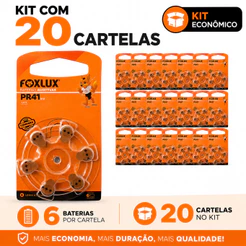 Pilhas Baterias Auditivas Foxlux 312 PR41 Kit com 120