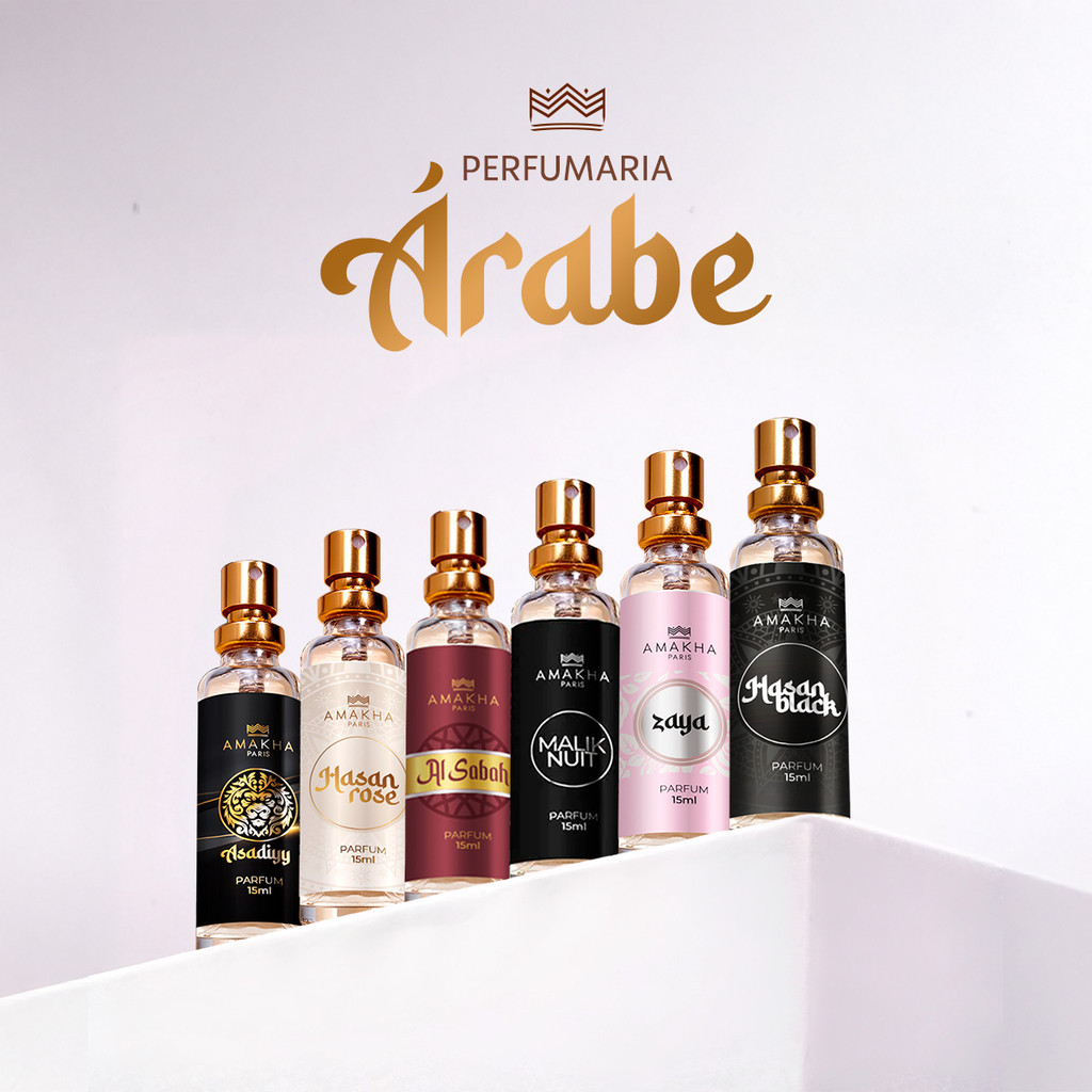 Kit Casal Amakha Paris Ele e Ela - 6 Perfumes de Bolso 15ml Inspirados na Perfumaria Árabe