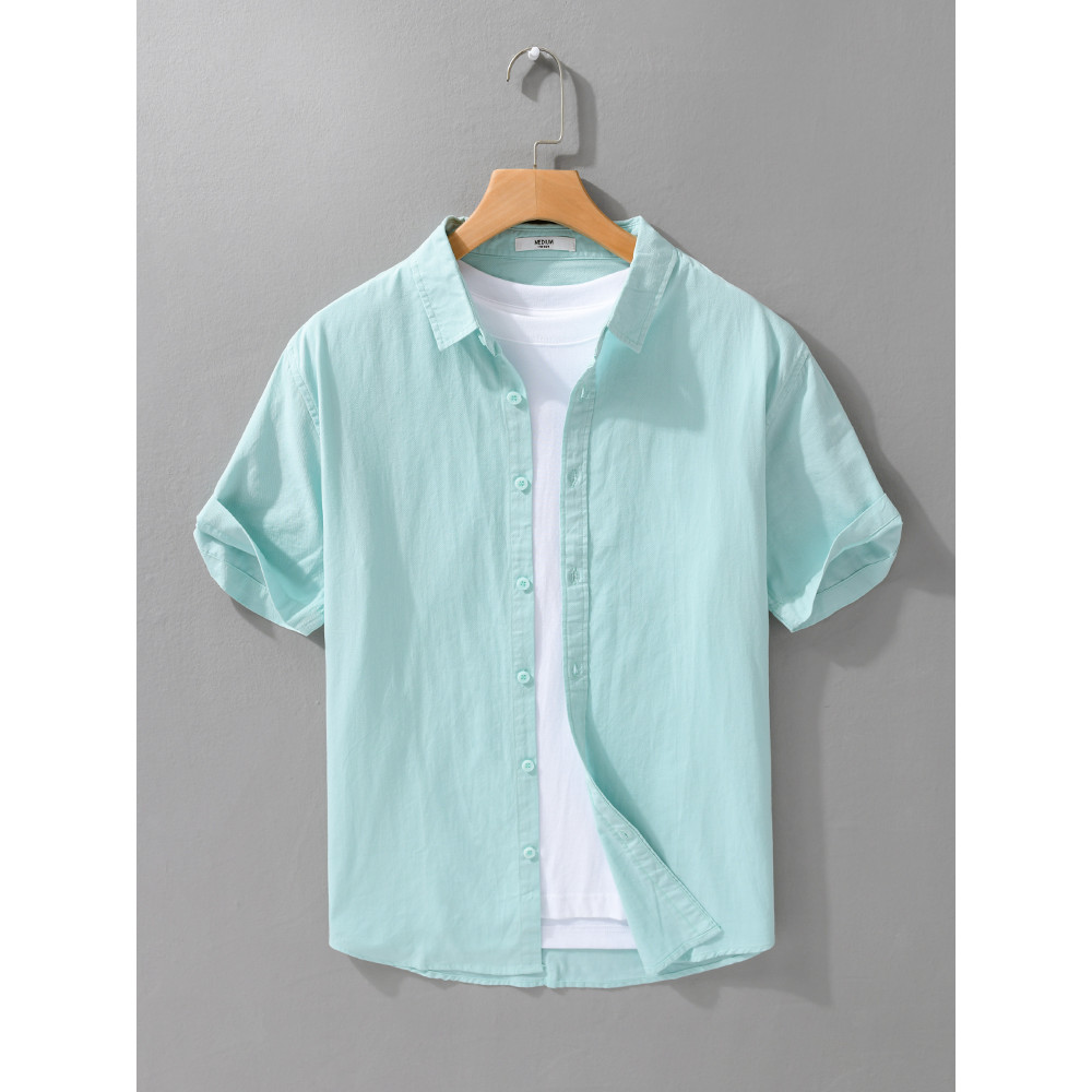 Pequena camisa fresca de manga curta masculina 2026 verão novo estilo Casual básico All-Match camisa leve na moda camise