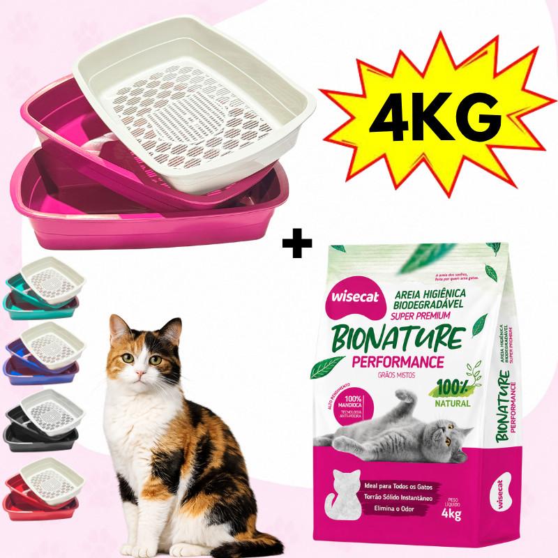 Caixa de Areia Furba Para Gatos + Areia de Gato De Mandioca 100% Natural Biodegr