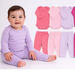 Kit 8 Peças Body + Mijão Menina e Menino Manga Longa Infantil Bory Bori Feminina e Masculino P ao G