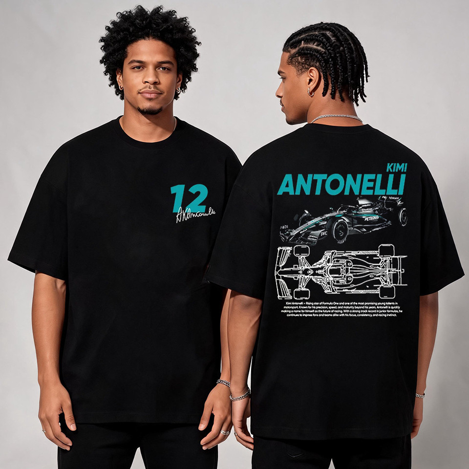 Camiseta Basica Andrea Kimi Antonelli f1 Formula 1 Racing Piloto Car Unissex 100% Algodão Envio Rápido