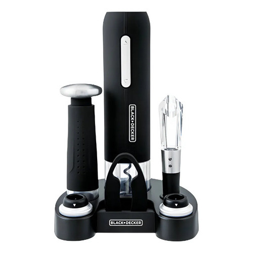 Abridor de Vinho Elétrico Black+Decker W20 Recarregável Kit Saca Rolhas Aerador Preservador a Vácuo Bivolt