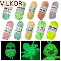VILKOR 50g/Rolo Fio Brilhante , Artesanato Artesanal DIY Que Brilha No Escuro Robusto Luminoso , De Malha De 2mm