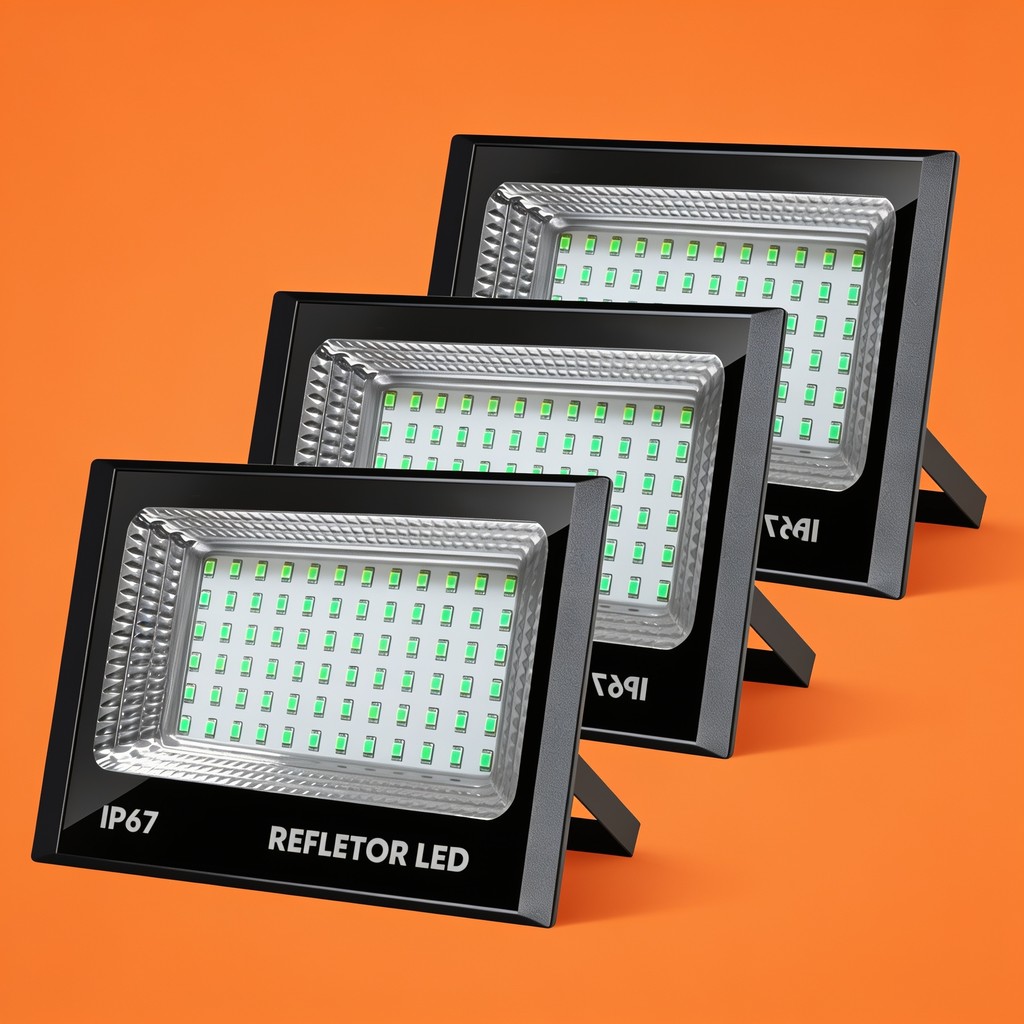 Kit 3 Refletor Led 100w Luz Branca Avery Bivolt Preto Resistente Água Holofote Led 100w Refletor Bivolt 127 220v