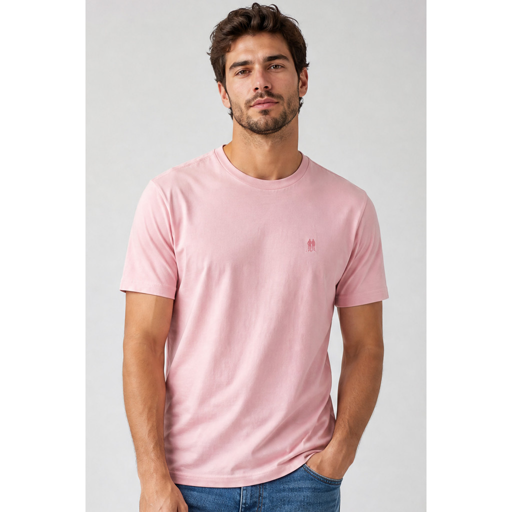 Camiseta Masculina Premium Algodão Polo Wear Rosa Médio