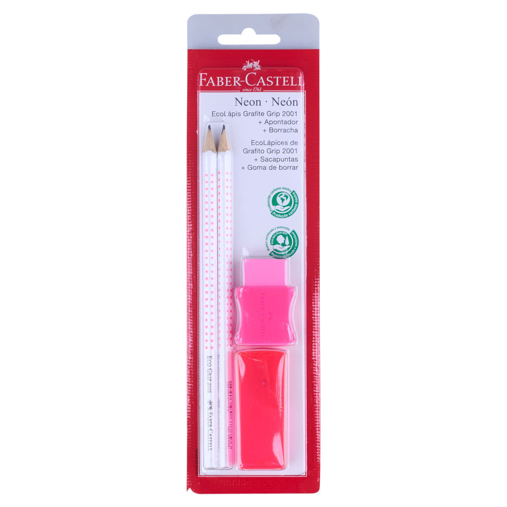 Kit Escrita Neon Rosa 4 Peças Faber-Castell