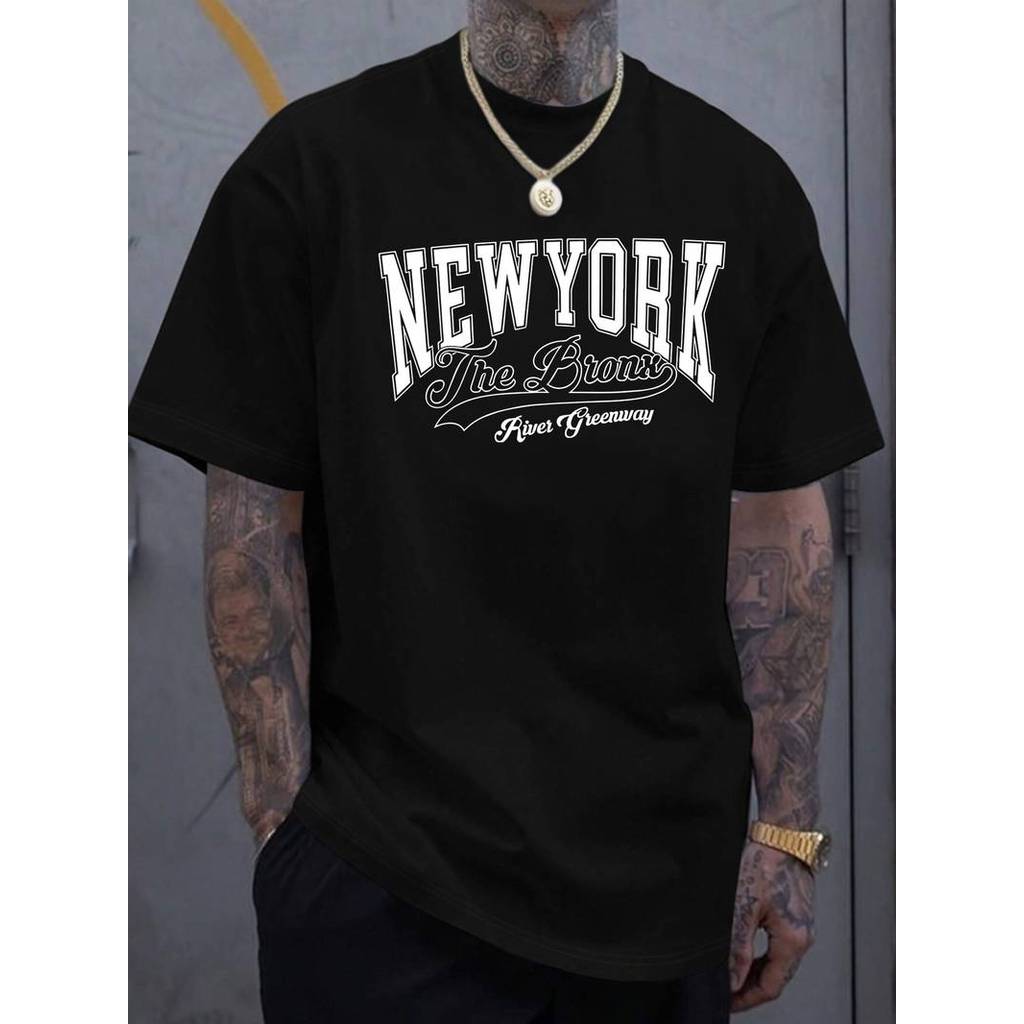 Camiseta Masculina Letra New York Estampa Fashion Cool Estilosa Versátil Confortável Verão