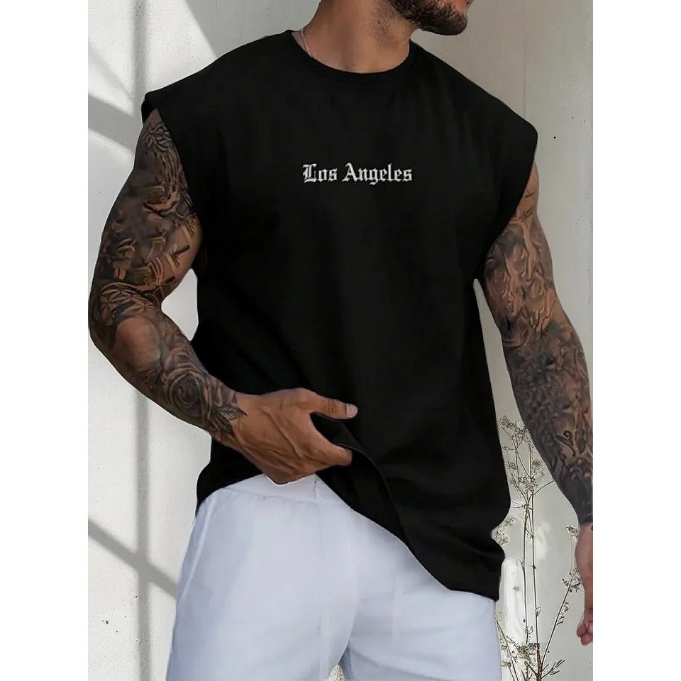 Camiseta camisa Regata Machão oversized Cavada  Masculino Los Angeles  Verão Academia Esporte Algodão BearStreetwear
