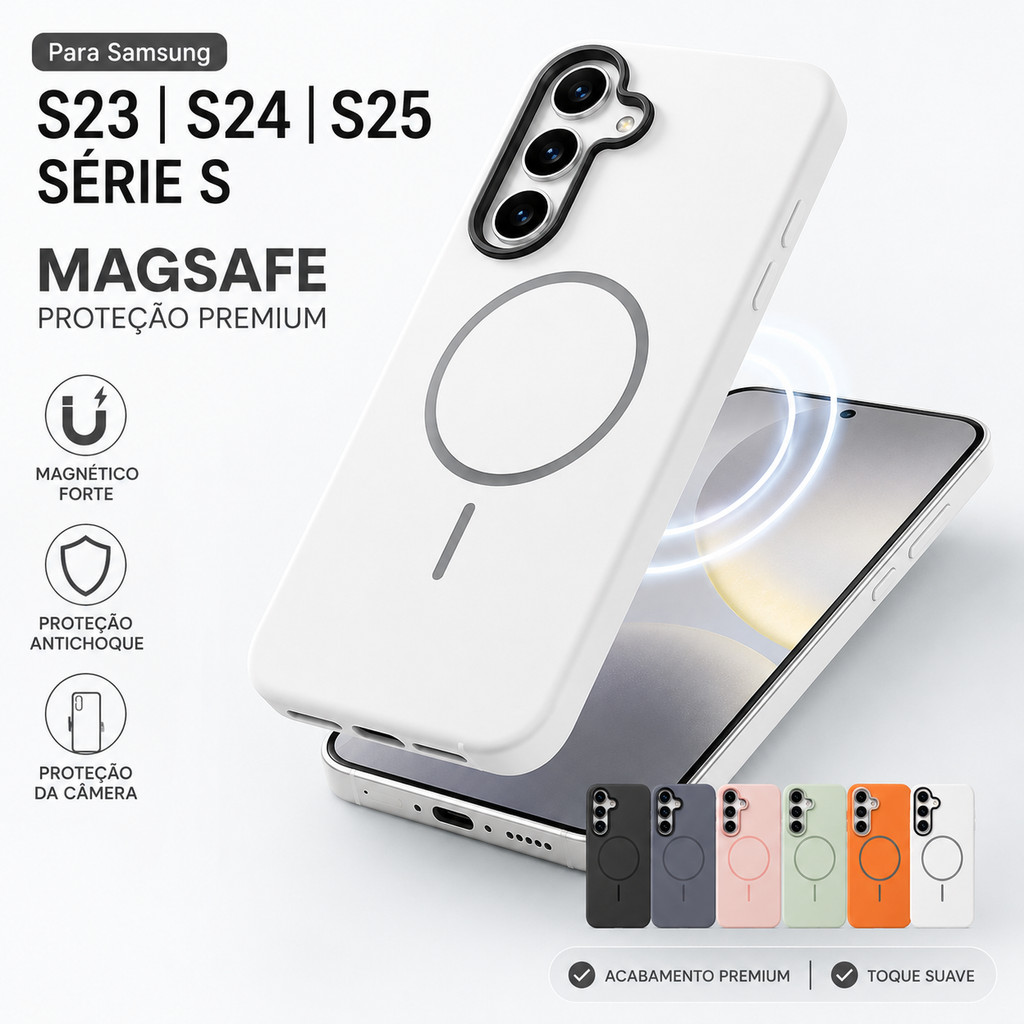 Capa Samsung S23 S24 S25 Ultra Plus MagSafe Silicone Premium Antichoque Toque Macio Proteção Total