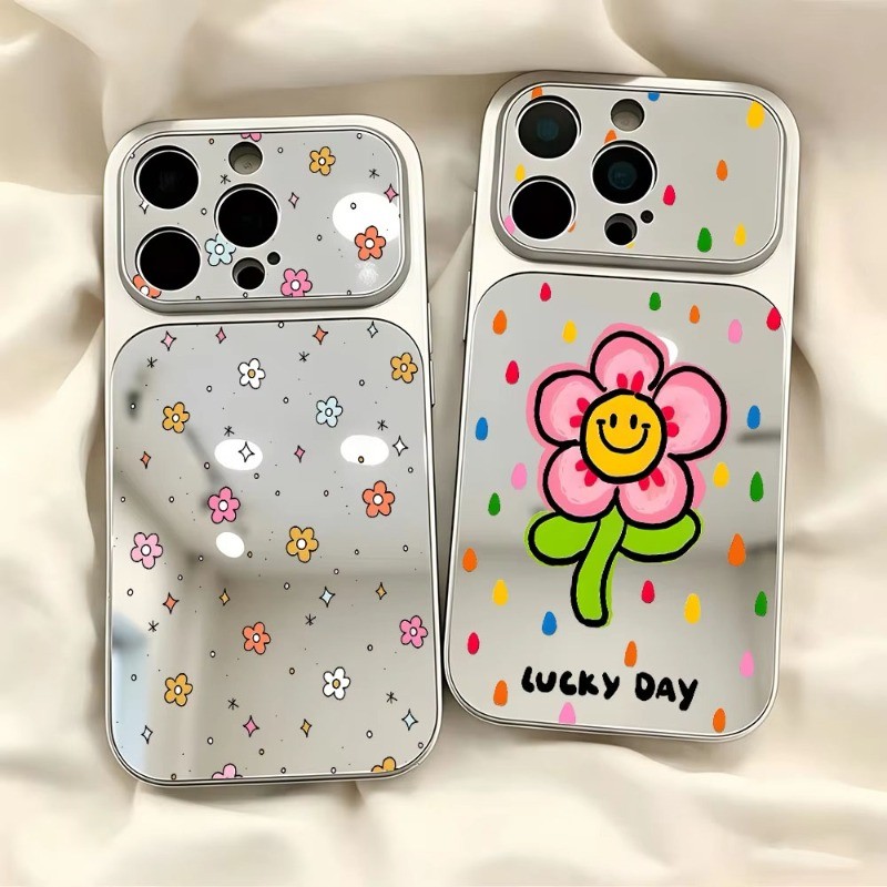 Bonito Colorido Floral Padrão Espelho Caso De Telefone Para Samsung Galaxy A03 Core A13 A23 A33 A53 A73 A02 A02S A72 A52