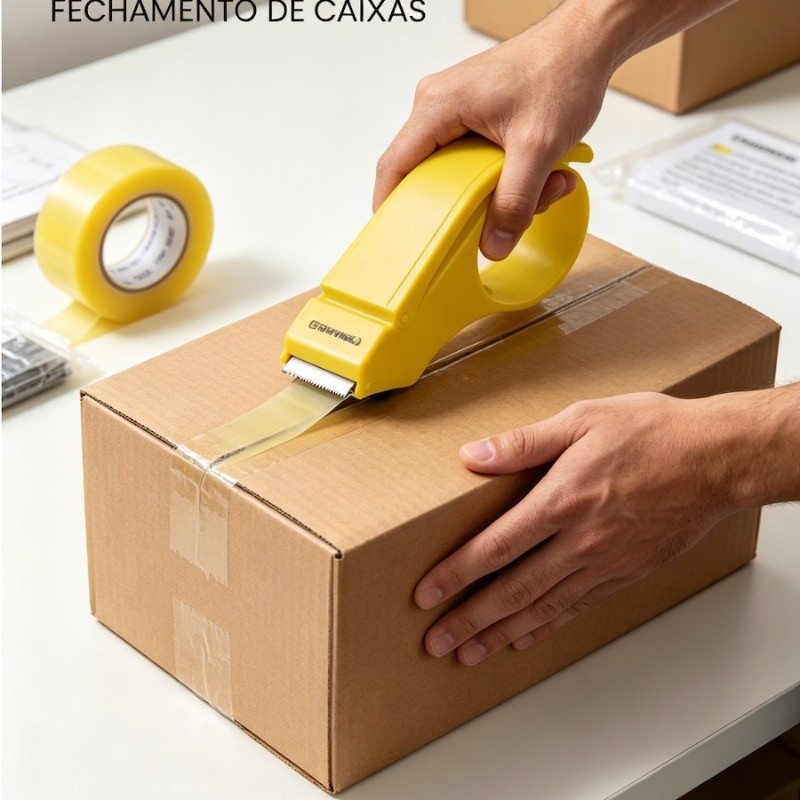 Cortador de Fita Adesiva em Plástico, Compatível com Fitas de 4,8 cm de Largura