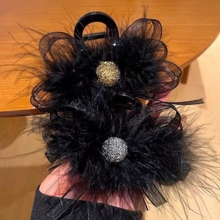 Presilha de cabelo com pena de avestruz, estilo super delicado e encantador, para a parte de trás da cabeça, acessório d