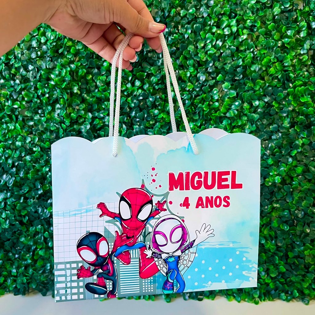 Sacolinha  Nuvem Personalizada Spidey e seus Amigos | Lembrancinha Festa Infantil Aniversário