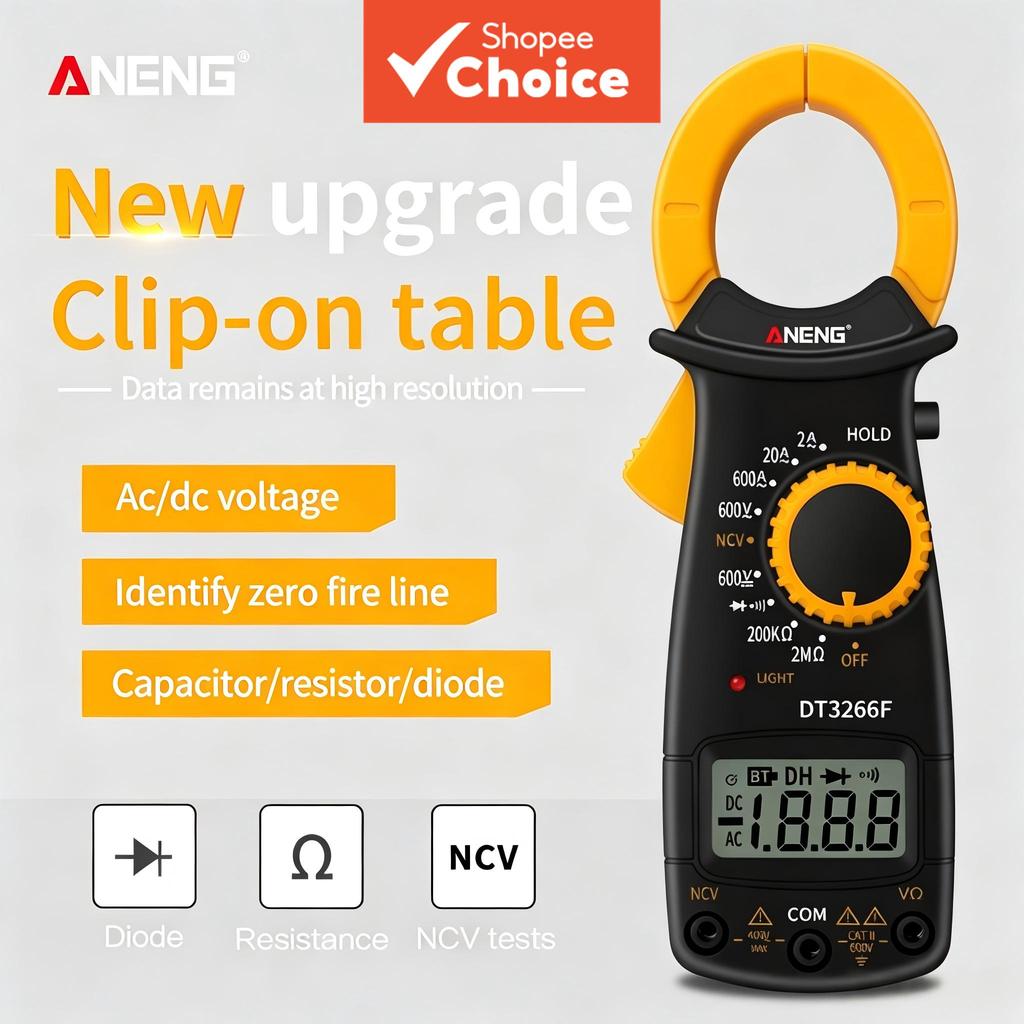 Amperímetro Multímetro ANENG DT3266F mede capacitor, frequência, temperatura, resistência, tensão