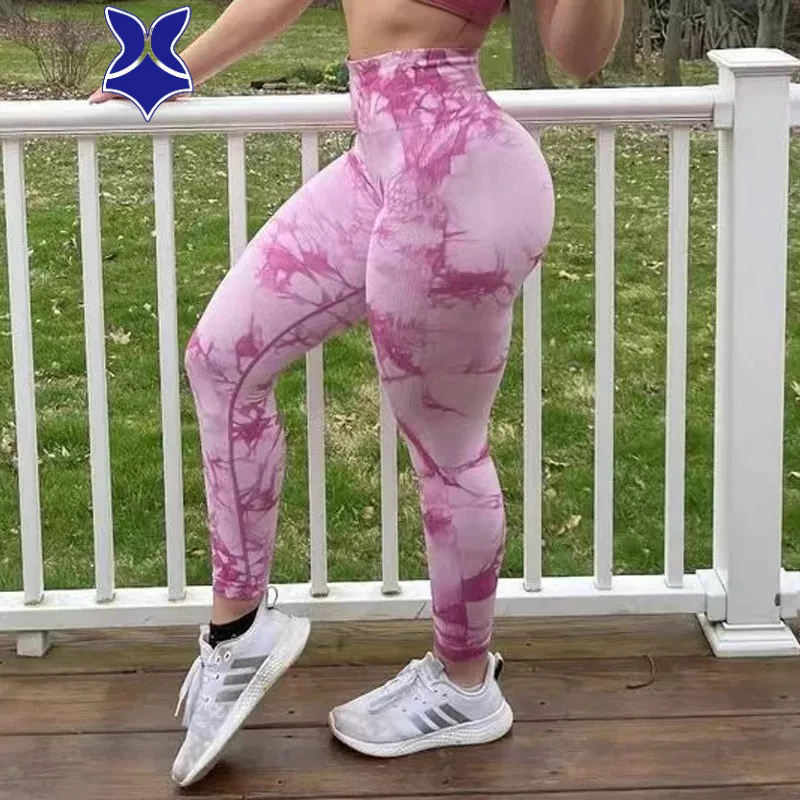 Calças De Yoga De Cintura Alta Sem Costura/Tie-Dye Pants Women/Fitness College Esportes Ao Ar Livre Leggings S-XL — imagem 1
