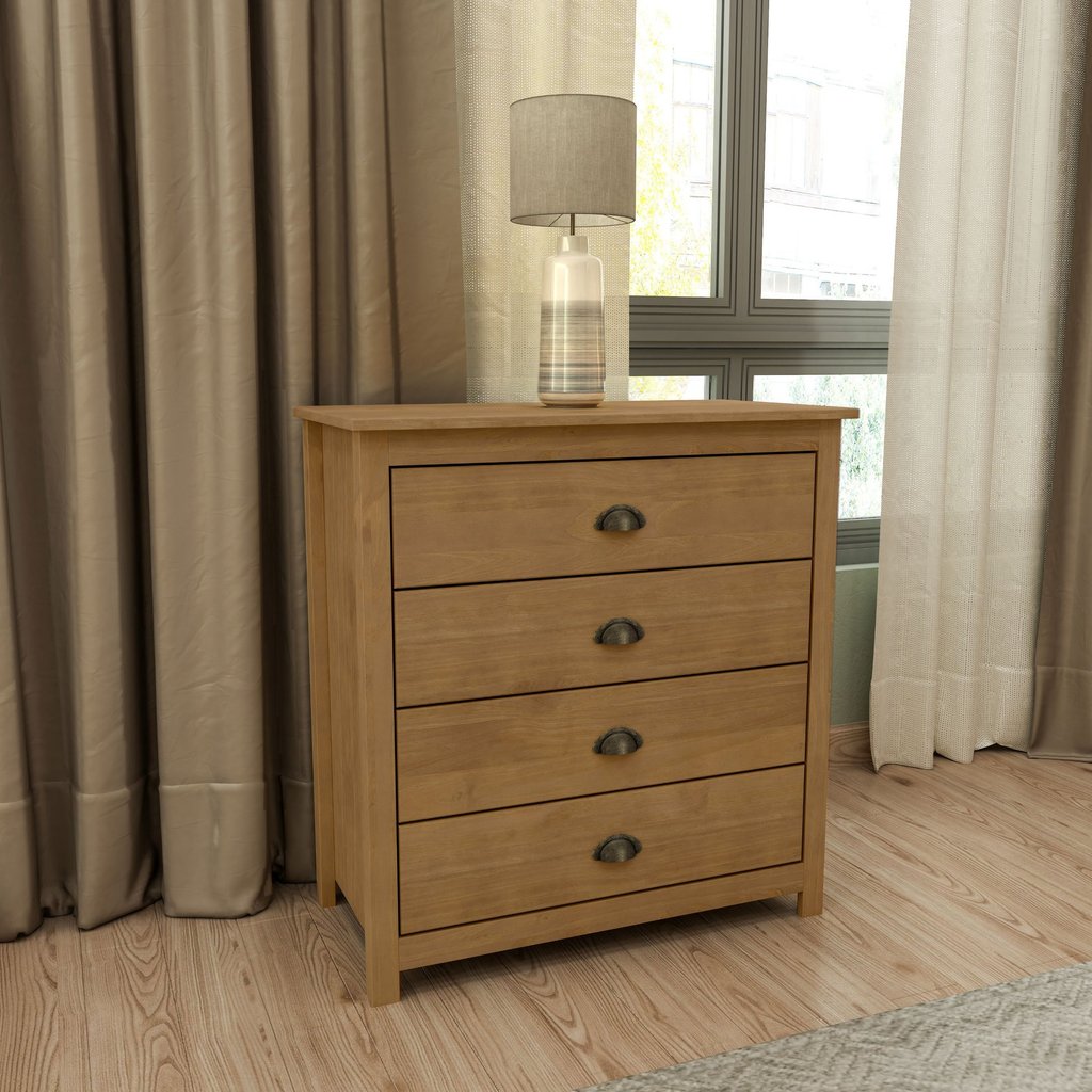 Cômoda 4 Gavetas Topázio 100% Madeira Maciça para Quarto Marrom/Freijó Freijó