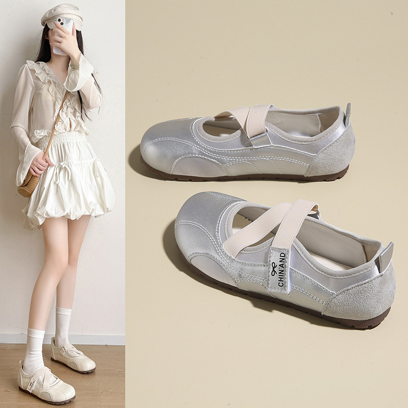 Sapatos femininos plus size, sapatos Mary Jane estilo fada, sapatos femininos de couro com tiras cruzadas para combinar