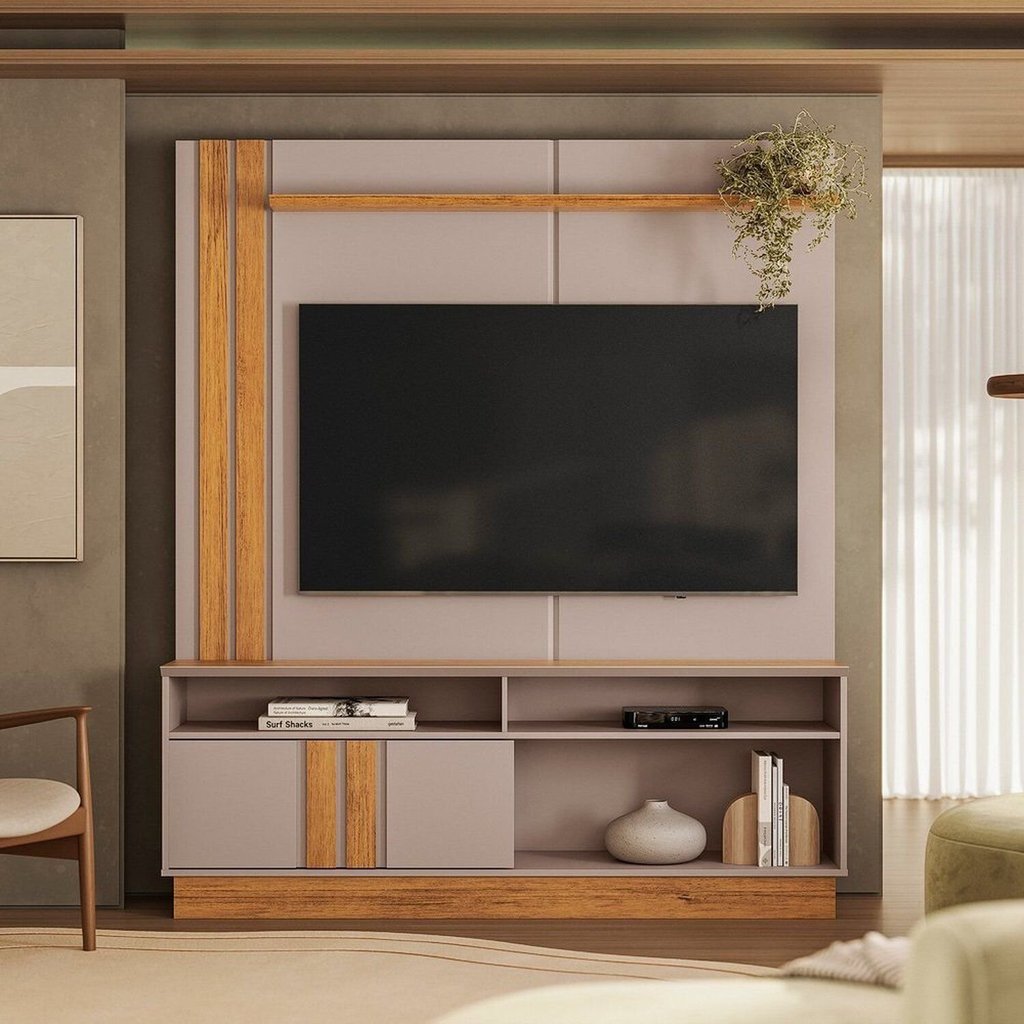 Home Theater Fortaleza para TV até 60 Polegadas 185cm Marrom Canela  Grigio Fosco Canela