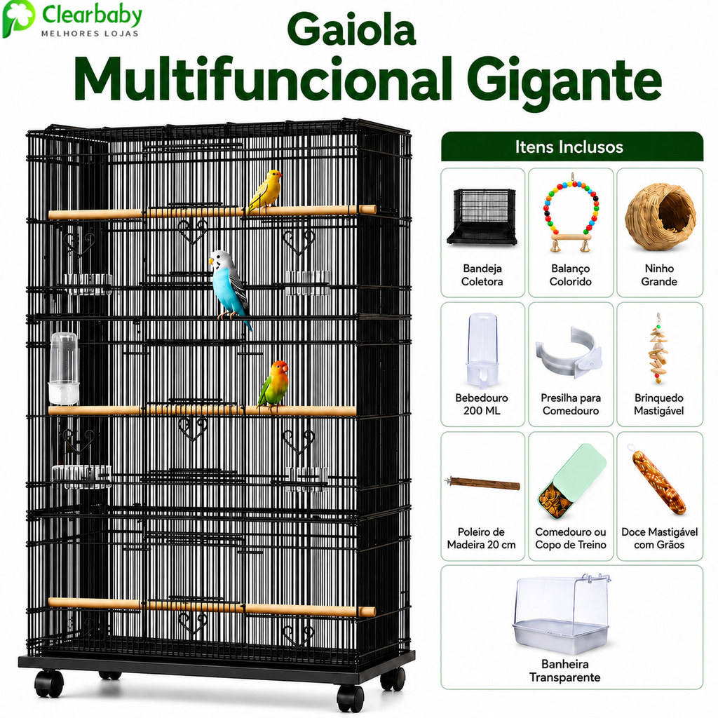 Gaiola Extra Grande Para Papagaios E Calopsitas Viveiro De Criação Em Aço Carbono Resistente E Espaçoso