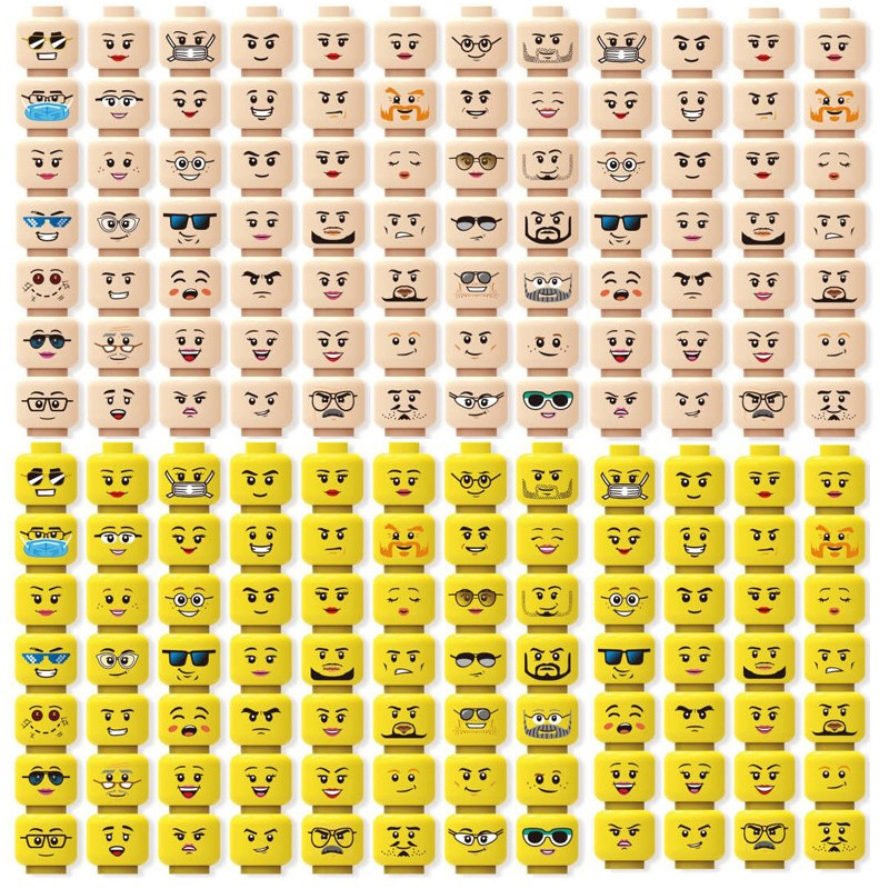 Conjunto de 56 peças de mini figuras de rosto, acessórios de expressão MOC masculinos e femininos, blocos de montar infa