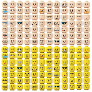Conjunto de 56 peças de mini figuras de rosto, acessórios de expressão MOC masculinos e femininos, blocos de montar infa