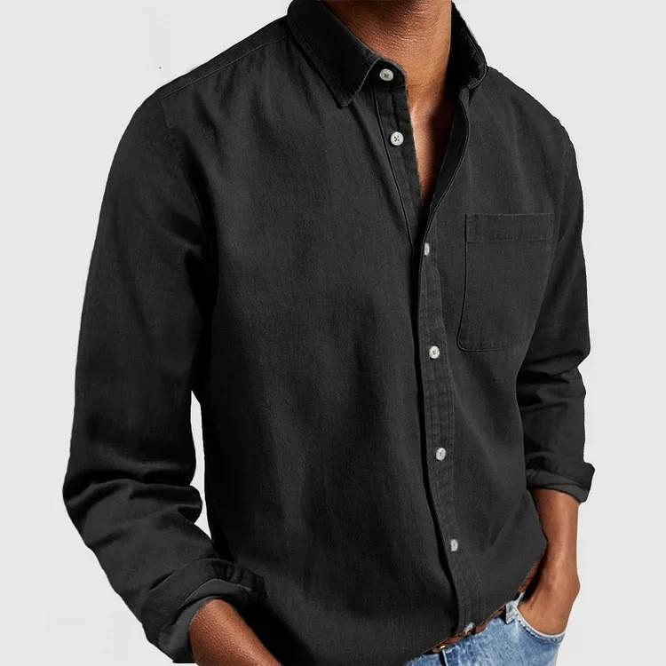 Nova camisa masculina de lapela de manga comprida moda Casual masculina diária Commuter topo