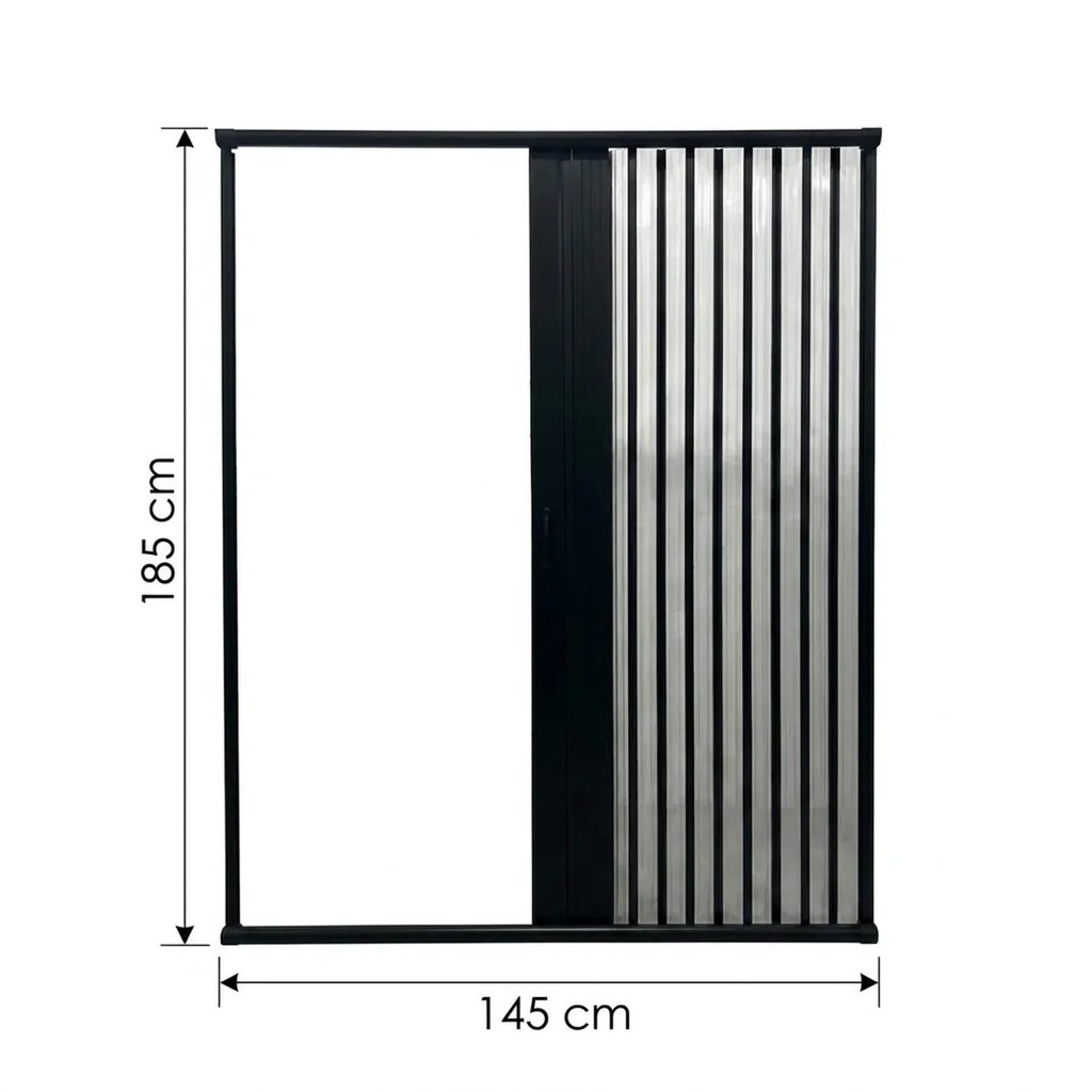 Box para Banheiro Sanfonado Frontal 185x145cm PVC Preto Preto · foto 2