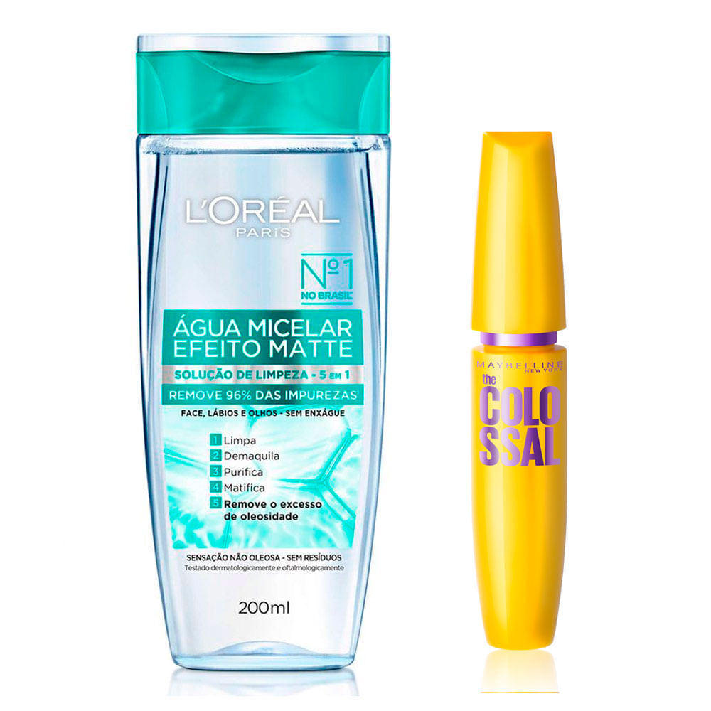 Kit 1 Máscara de Cílios Maybelline The Colossal Volum' Express Lavável Preto com 9,2ml