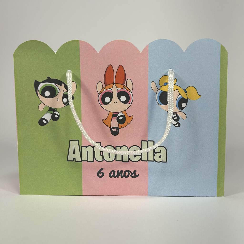 Kit Sacolinha Sacola Papelaria Personalizada Meninas Super Poderosas Lembrancinha Caixinha para Festa
