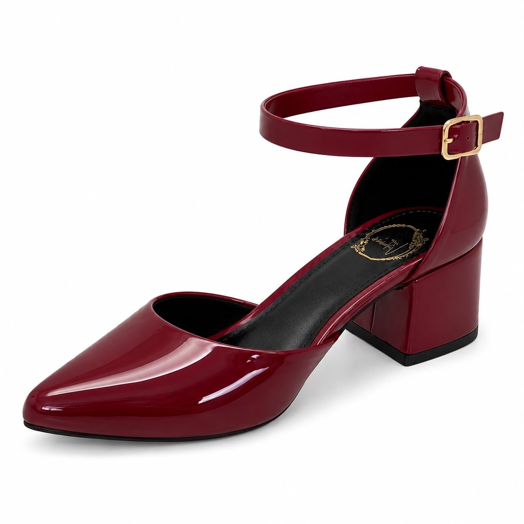 Scarpin Feminino Salto Grosso Bico Fino Elegante Saia e Blusa Salomé 20104-01