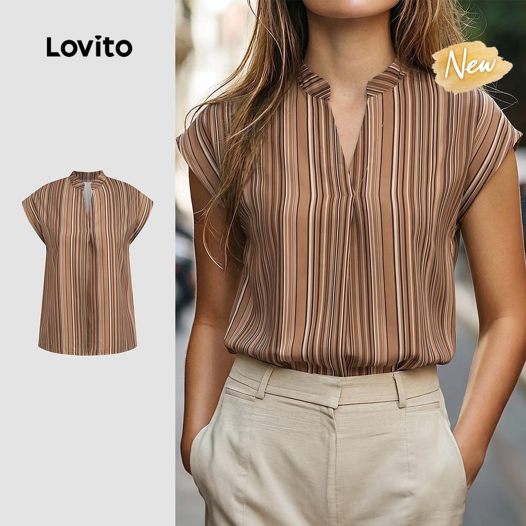(New Arrival) Lovito Blusa Casual Marrom para Mulheres primavera/verão BLBR37BR2
