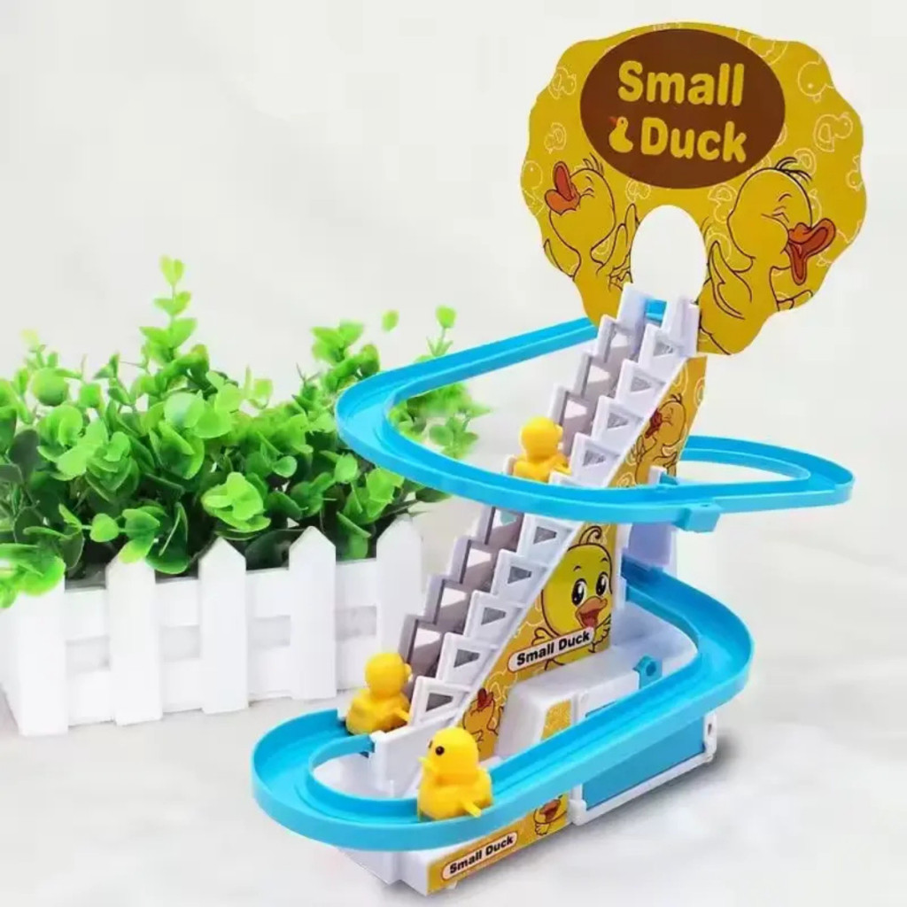 Brinquedo Pista Pato Patinho Escorrega Tobogã Escada Musical com Som e Led Menino e Menina Presente
