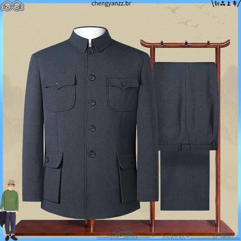 Zhongshan roupas masculinas de meia-idade idosos terno topos jaquetas para idosos roupas étnicas roupas do vovô roupas d
