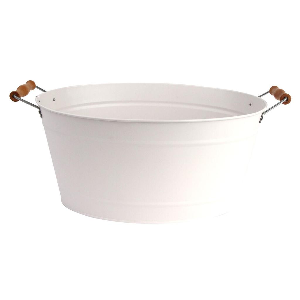 Balde Organizador Farmhouse Aço Galvanizado Branco 38,5cm - A\CASA