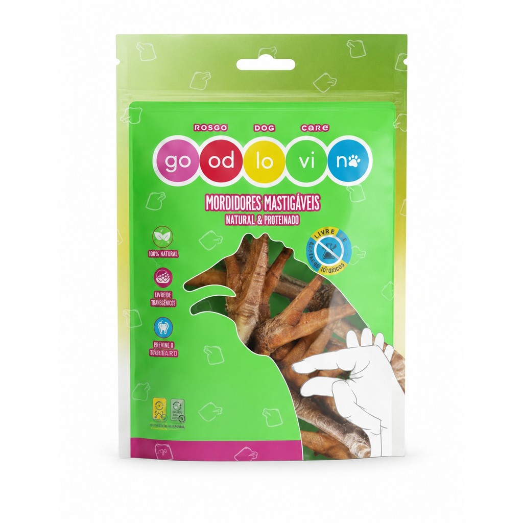 Snack Mordedor Pés De Galinha Desidratados Naturais Petisco Para