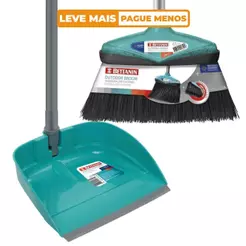 Kit Vassoura para Uso Externo + Pá de Lixo com Cabo Bettanin