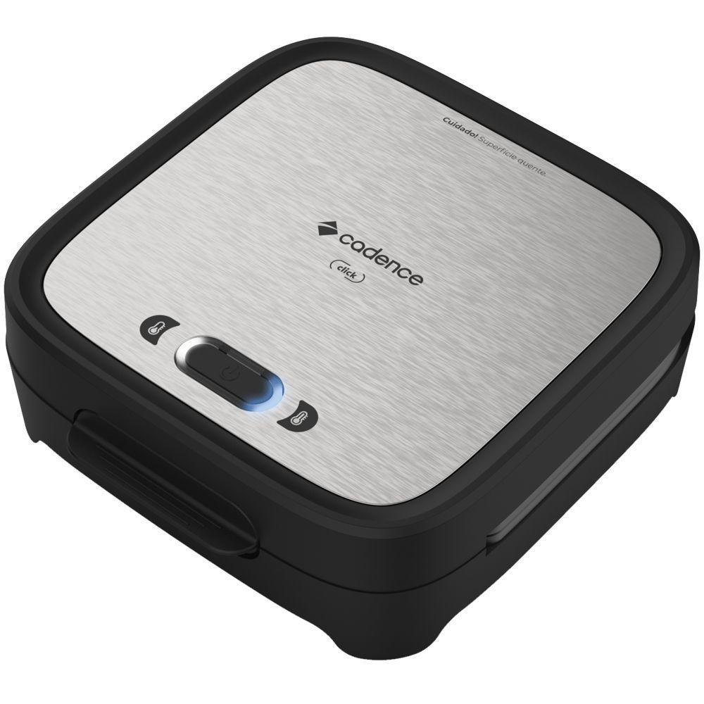 Sanduicheira Elétrica Cadence Click Inox Antiaderente 800W Cinza 110V