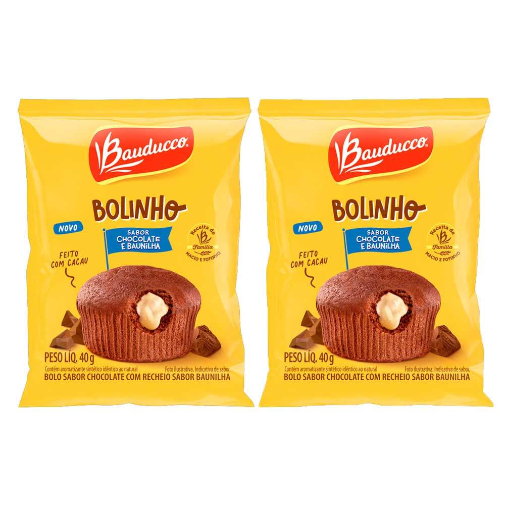 Kit 2 Bolinho Bauducco Sabor Chocolate com Recheio de Baunilha 40g