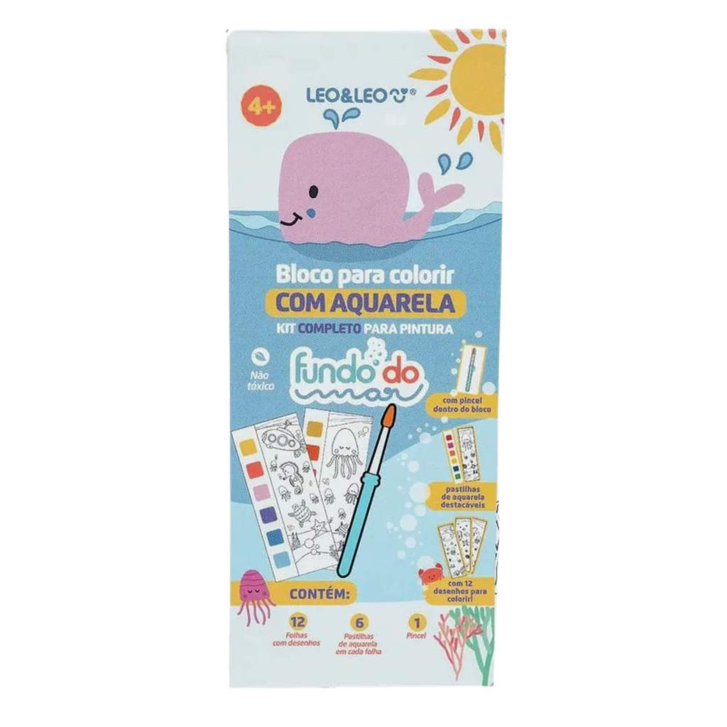 Bloco de Colorir com Aquarela + Pincel Fundo do Mar Leo&Leo Leonora - 91823