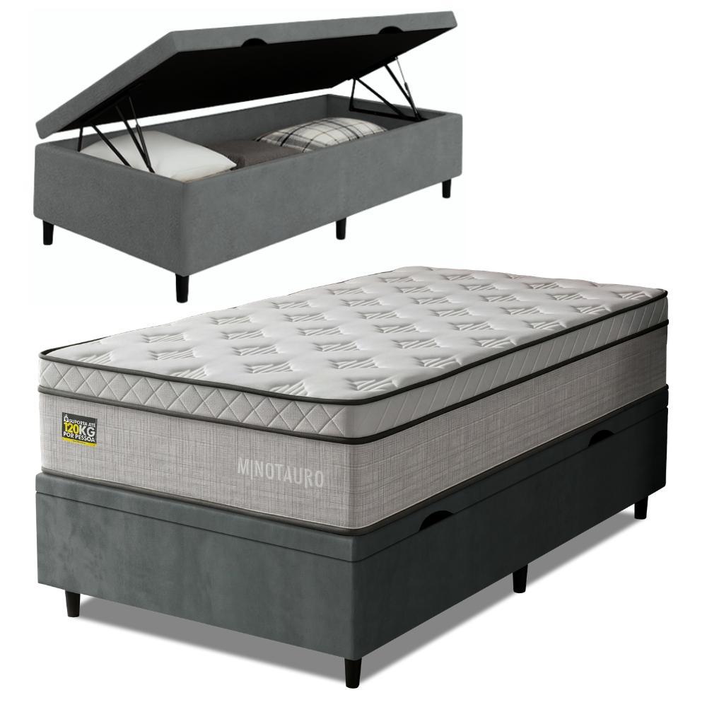 Cama Box Baú Colchão Solteiro Ortopédico D33 88x188x75cm Minotauro Hellen - Suporta até 120 kg