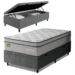 Cama Box Baú Colchão Solteiro Ortopédico D33 88x188x75cm Minotauro Hellen - Suporta até 120 kg
